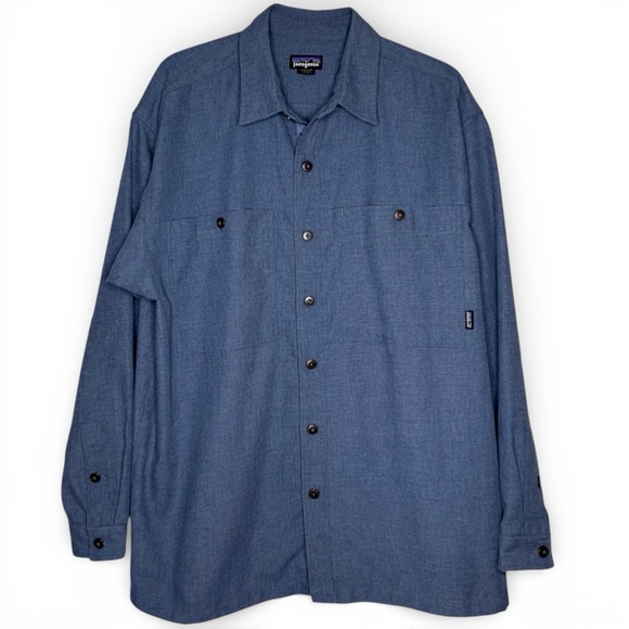 Patagonia Vintage 90s Men’s Field Shirt Jacket Shacket Blue Lg Made in Hong Kong